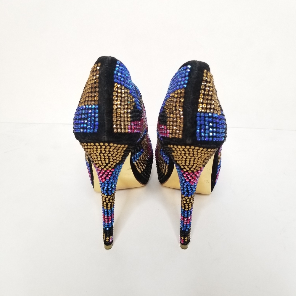 Alba Rhinestone Multicolor Platform High Heels 6.5 - Picture 6 of 7